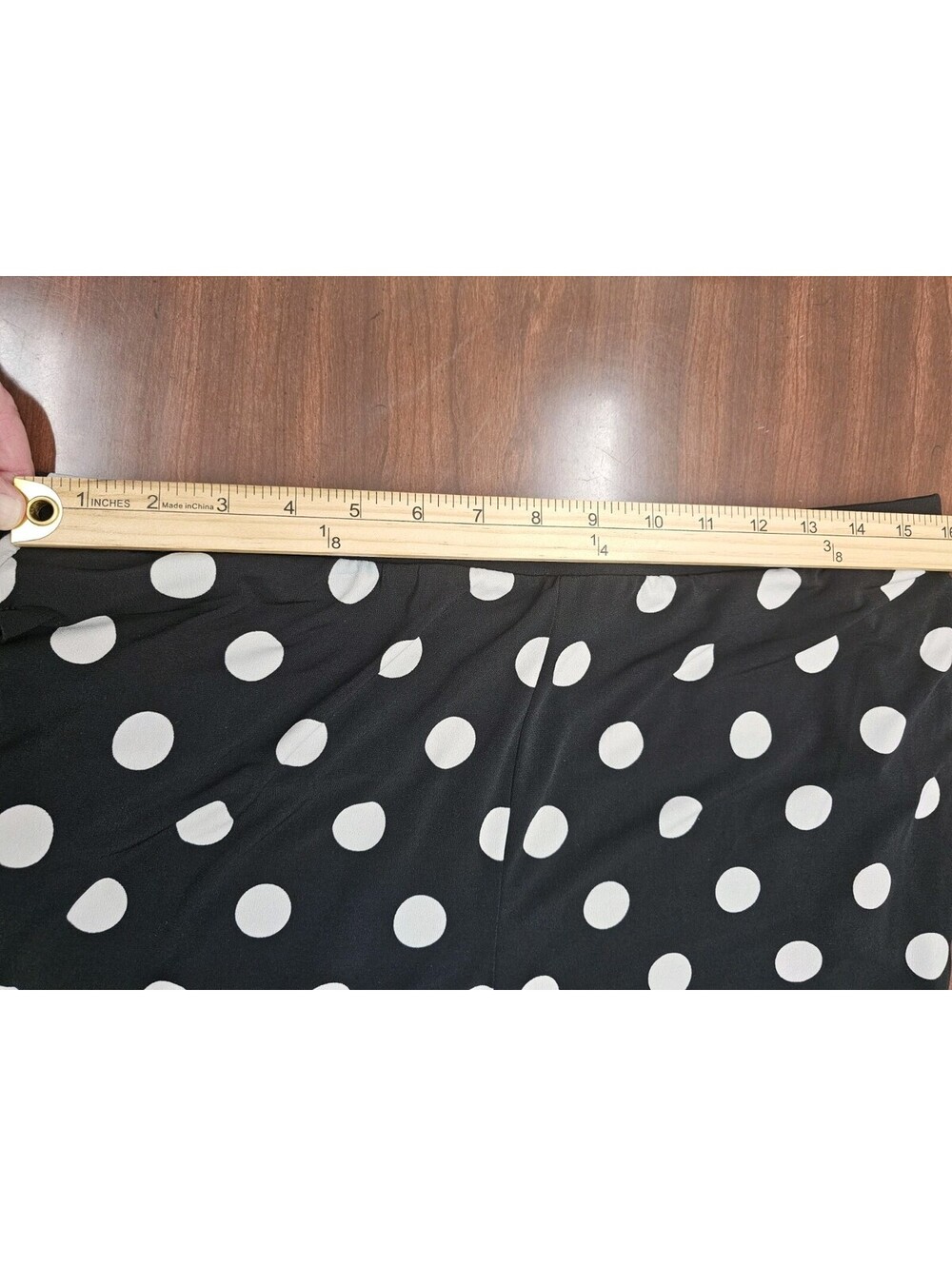 Cato Womens 14/16W Black White Polka Dot Wide Leg Pants Pull On Strecth Palazzo - Picture 7 of 11